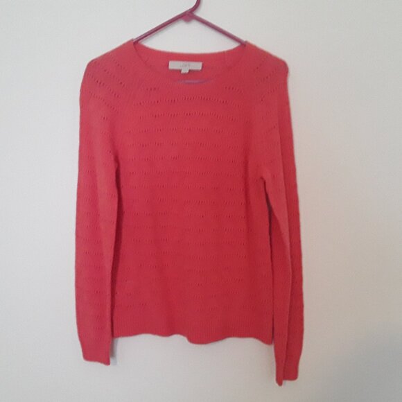 NWOT Ann Taylor Loft ladies medium coral,very lightweight sweater - Picture 1 of 6